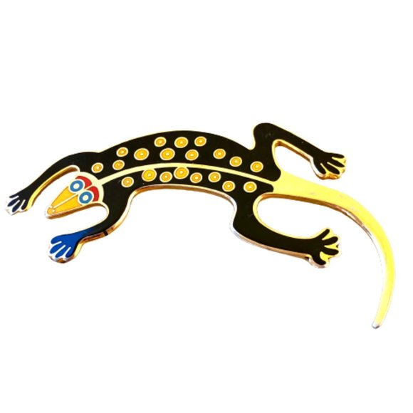 Laurel Burch Lizard Brooch Pin Cloisonne Enamel Gecko Vintage 90's Signed - Picture 13 of 14